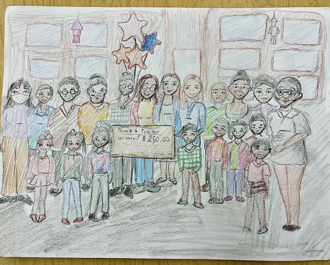  Student's art drawing of thank a teacher event for Ms. Shinwoo Lee